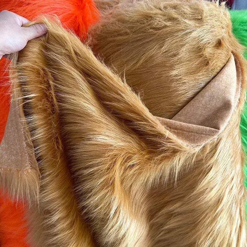 Soft Long Hair Plush Fabric Faux Fur by the Meters for Toy Upholstery Cosplay Diy Sewing Cloth Black Blue Purple Gray Beige Red