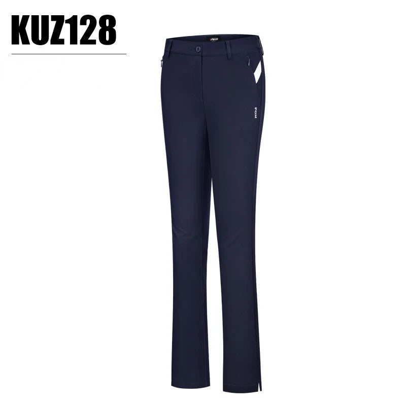 PGM Women Summer Golf Pants Ankles Cropped Fit Slim Elastic Flared Trousers Zip Pocket Waterproof Lady Golf Clothing KUZ128