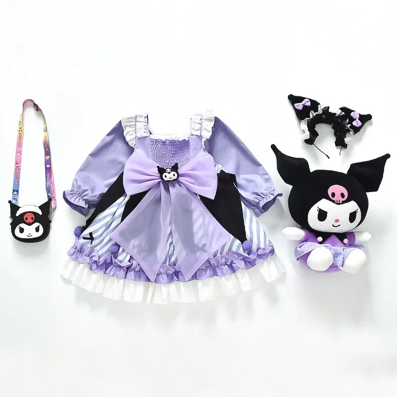 Sanrio Anime Cinnamoroll My Melody Girl's Cosplay Dress Cartoon Academy Style Pleated Skirt Princess Clothes Girl Birthday Gift