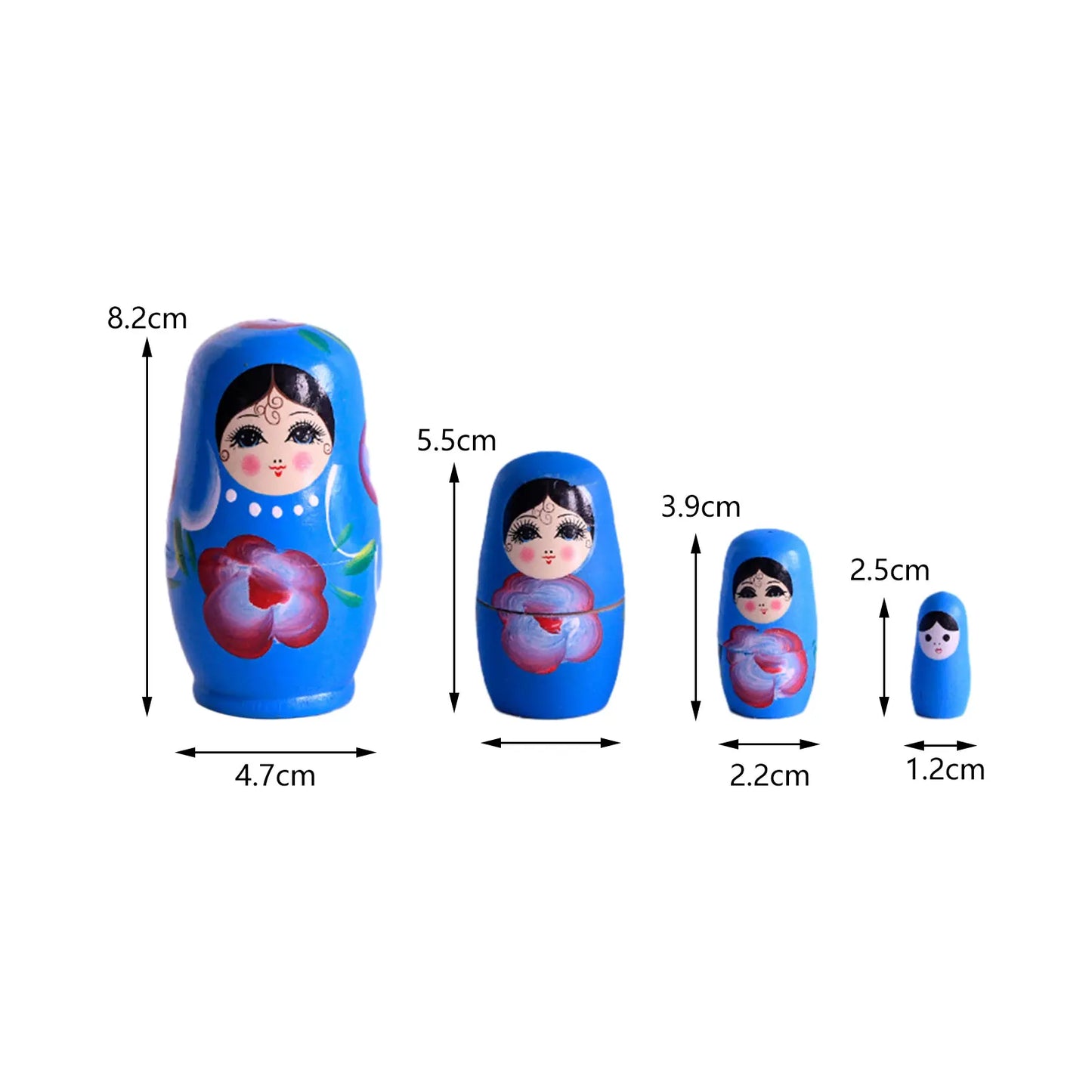 4 Pieces/Set of Wooden Russian Nesting Doll 4 Layers Hand Painted Nesting Christmas Gift for Kids Boy Girl Home Decoration