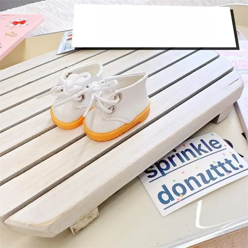 10Cm Cotton Doll Shoes for 17cm Labubu Pink and White Black Princess Small Leather Shoes Plush Toy Accessories Baby Shoes