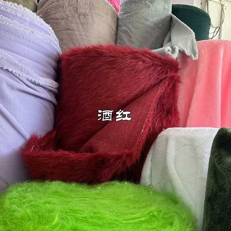 Soft Long Hair Plush Fabric Faux Fur by the Meters for Toy Upholstery Cosplay Diy Sewing Cloth Black Blue Purple Gray Beige Red