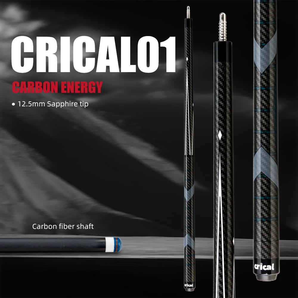 CRICAL Carbon Fiber Pool Cue Stick Billiard Cue Sticks Professional Low Deflection Pool Sticks With 12.5mm Tip