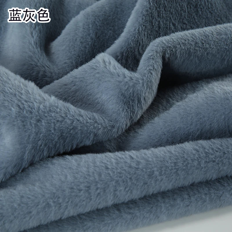 Plain Faux Fur Fabric Smooth by the Meter for Clothes Coats Dolls Sewing Thickened Imitation Rex Rabbit Plush Textile Soft Silky