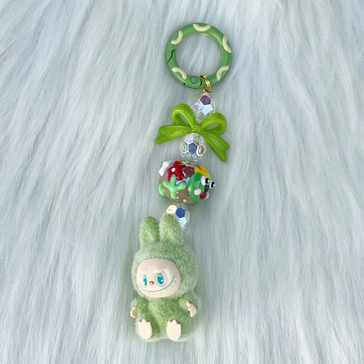New Christmas Labubu Kawaii Particles Keychain Bag Cell Phone Charm Key Chain Christmas Gift