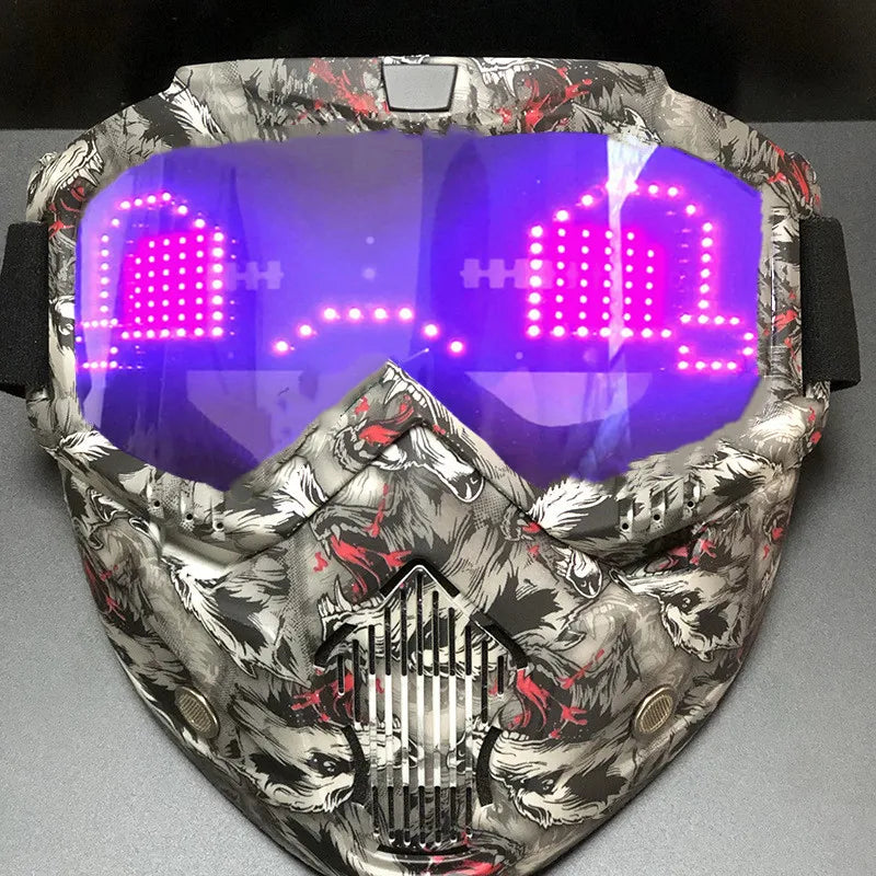 Bluetooth RGB Light Up Party Carnival Led Ski Goggles DIY LED Glasses Display Board Mask Screen Matrix Gift Toys