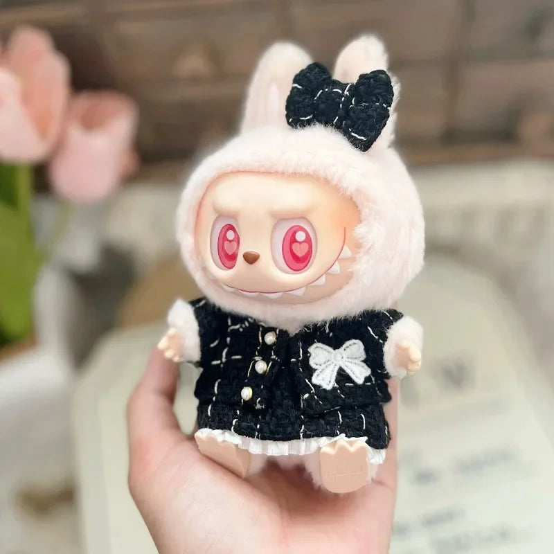 Mini Doll'S Clothes Outfit Accessories for Korea Kpop Exo 15cm Labubu Idol V2 Pink Black White Blue Skirt Set Clothing Gift