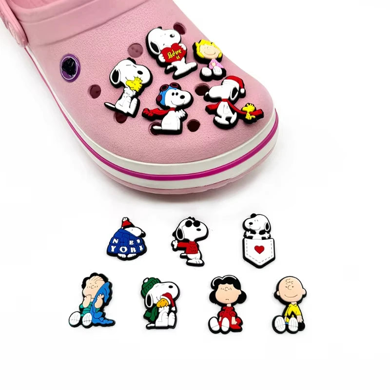 MINISO Whimsical Snoopy Cartoon Shoe Charms Decorative Accessories for Clogs and Sandals - Anime Inspired DIY Craft Accessories