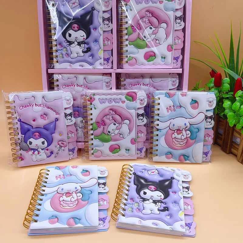 Diary Notebook Sanrio Anime Series Hello Kitty Kawaii Kuromi My Melody Cinnamoroll Cartoon Student Portable Notebook Kids Gift