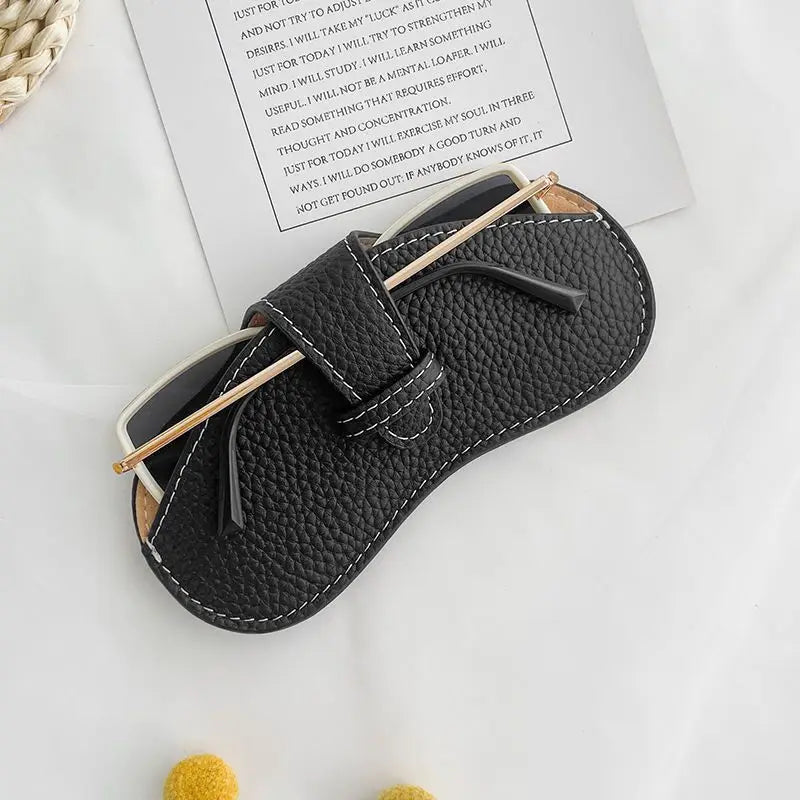 Fashion Women Glasses Case With Rope Leather Soft Glasses Storage Bag Portable Sunglasses Accessories Eyeglasses Sunglasses Case