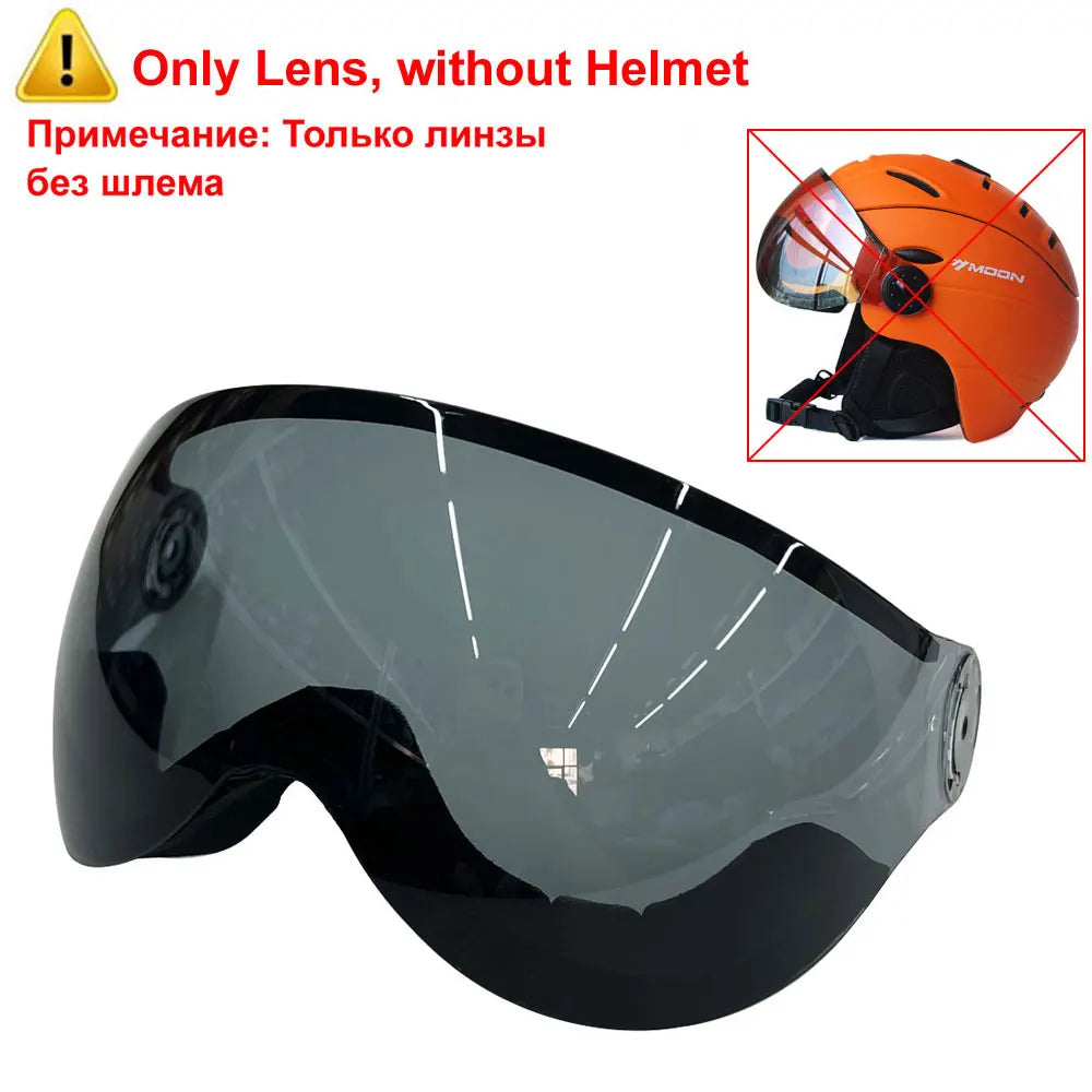 MOON Professional Half-Covered Ski Helmet Integrally-Molded Sports Man Women Snow Skiing Snowboard Helmets With Goggles Visor
