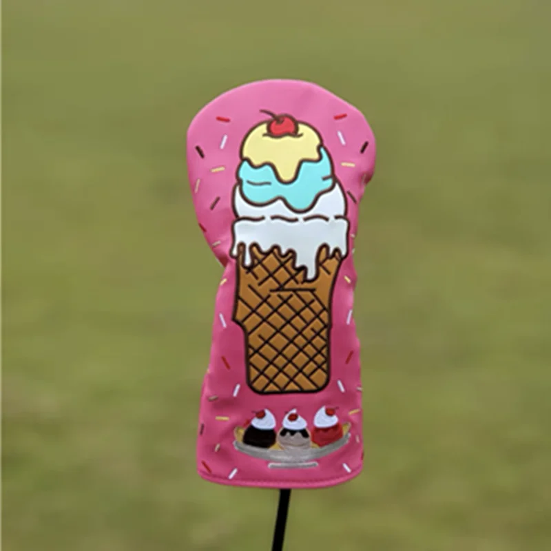 Ice Cream Design Golf Club #1 #3 #5 Wood Headcovers Driver Fairway Woods Cover PU Leather Head Covers