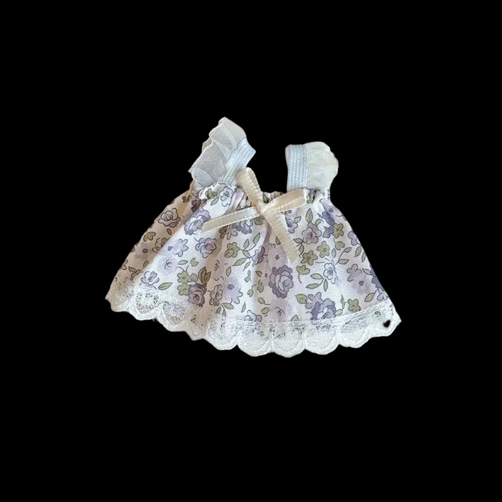 For Labubu 4.0 the Monsters Pin for Love Series Doll Clothes Mini Floral Skirt Dress for Mini Labubu Doll Clothes Accessories