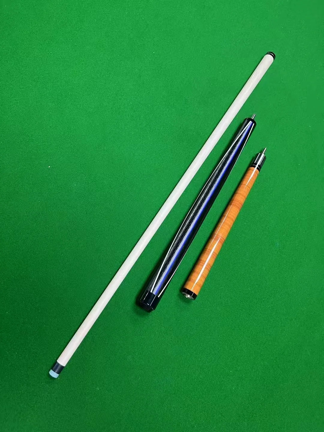 13.5mm Maple Wood Blue Color 3-Piece Pounch Break Jump Pool Billiard Cue Stick for Pool Game Adult Starters Woman Man