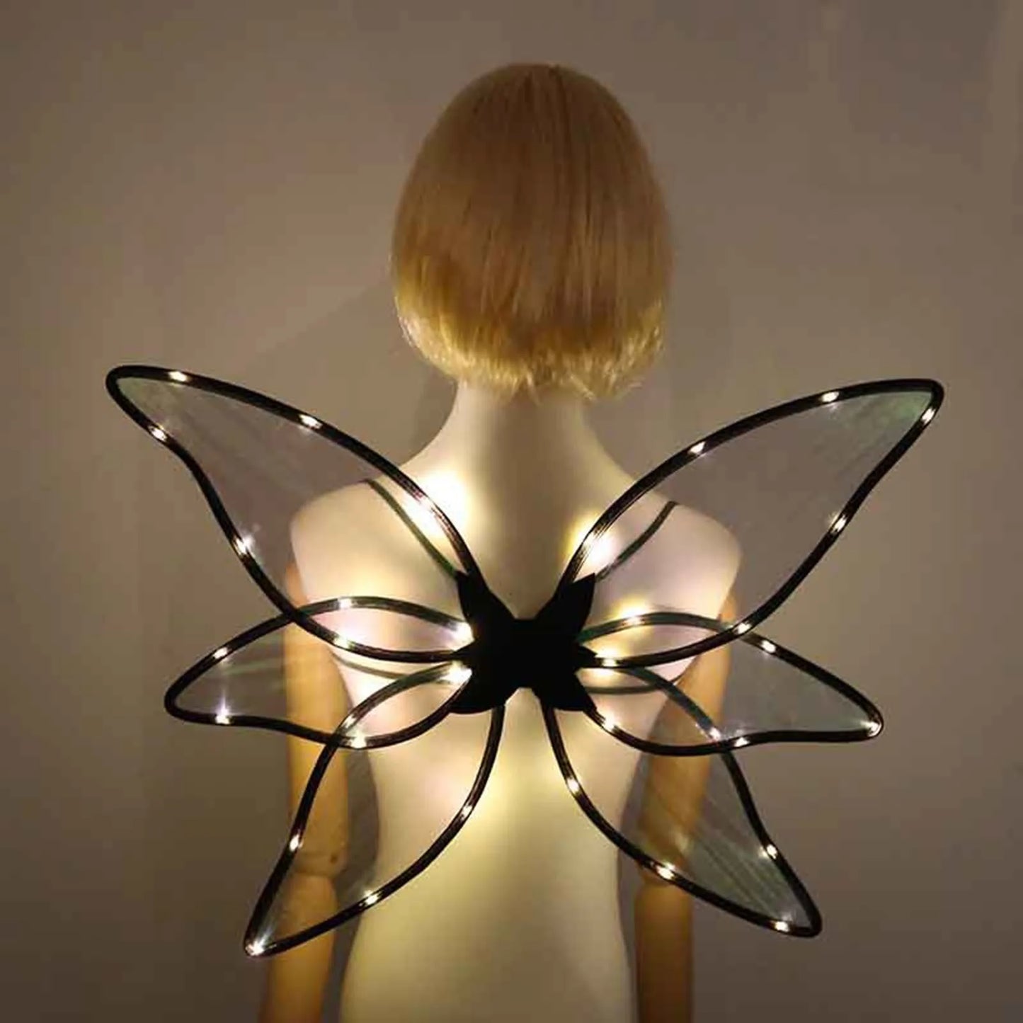 Kids Girl Elf Wings Light Up Fairy Wings LED Butterfly Wings Halloween Cosplay Costume Birthday Wedding Dress Up Party Accessory