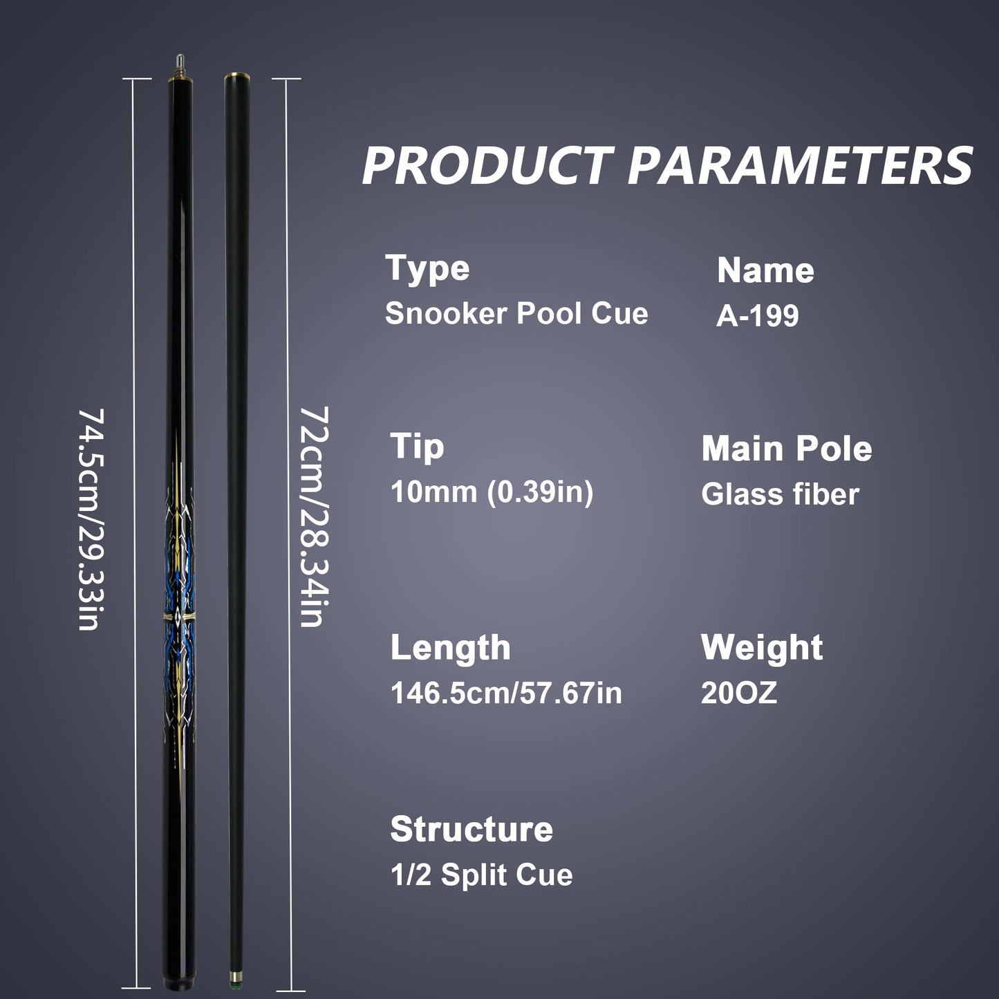 Professional Chinese Snooker Pool Cue Stick 10mm Carbon Fiber Blue Mechanical Ideal for Competitive Gifts Billiards Accessories