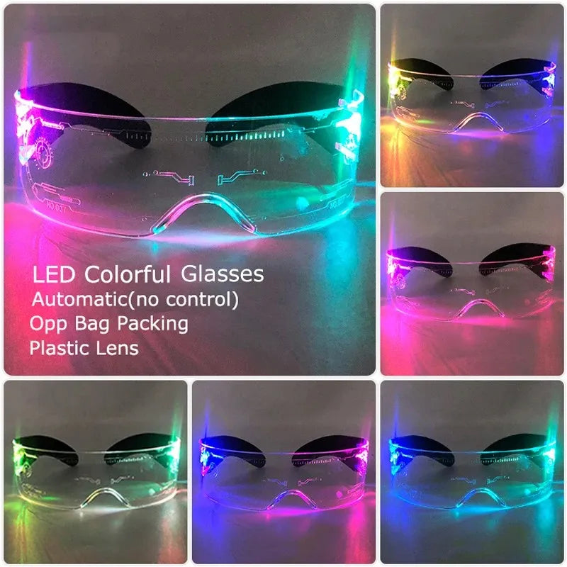Halloween Party Glasses LED Light Up Cyberpunk Glasses Glowing Cool Goggles for Man Women Futuristic Cosplay Bar Party Props
