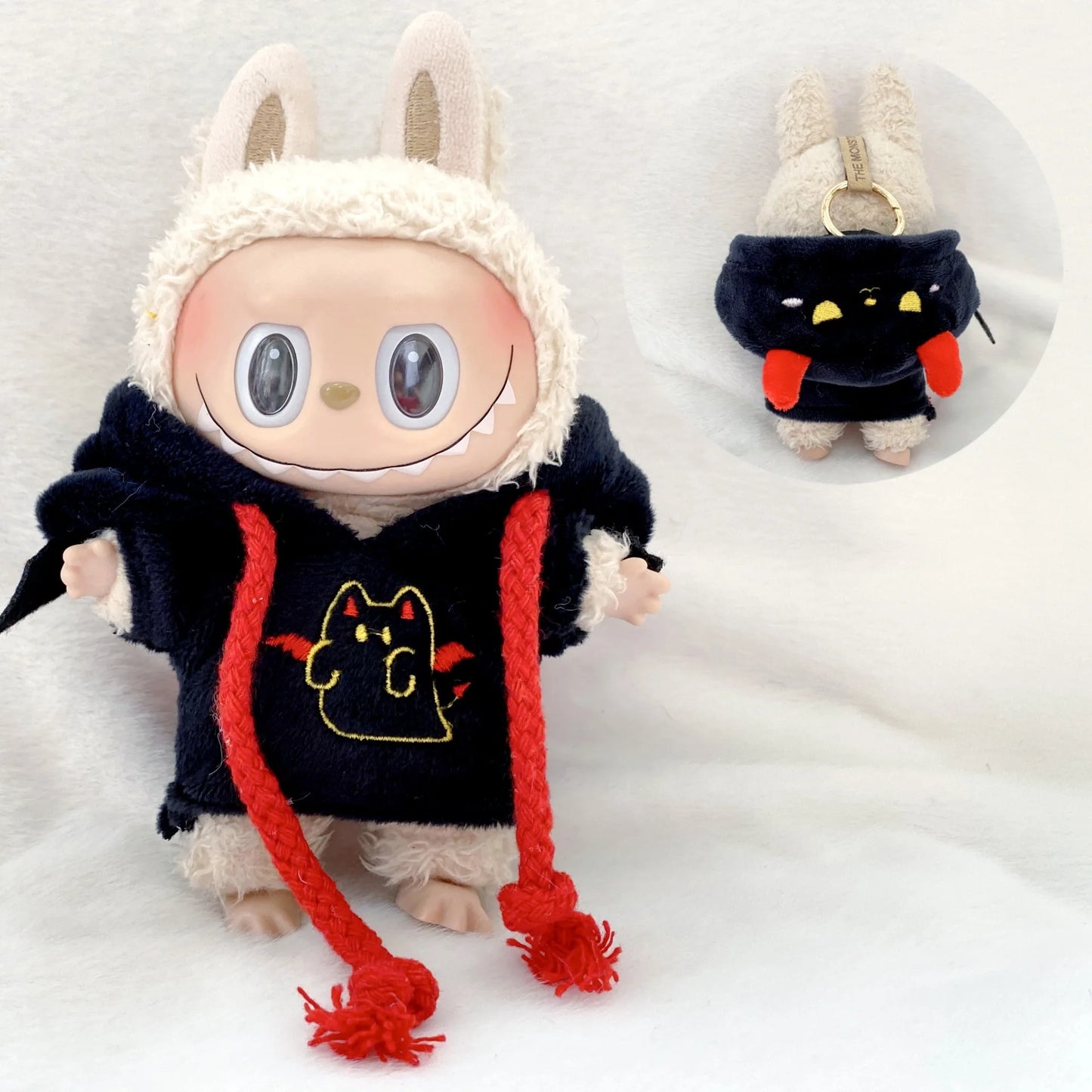 Labubu Doll Clothing 17cm Universal Halloween Bat & Little Devil Hoodie Accessories - For Labubu I/Ii Idol Dolls Sitting Party