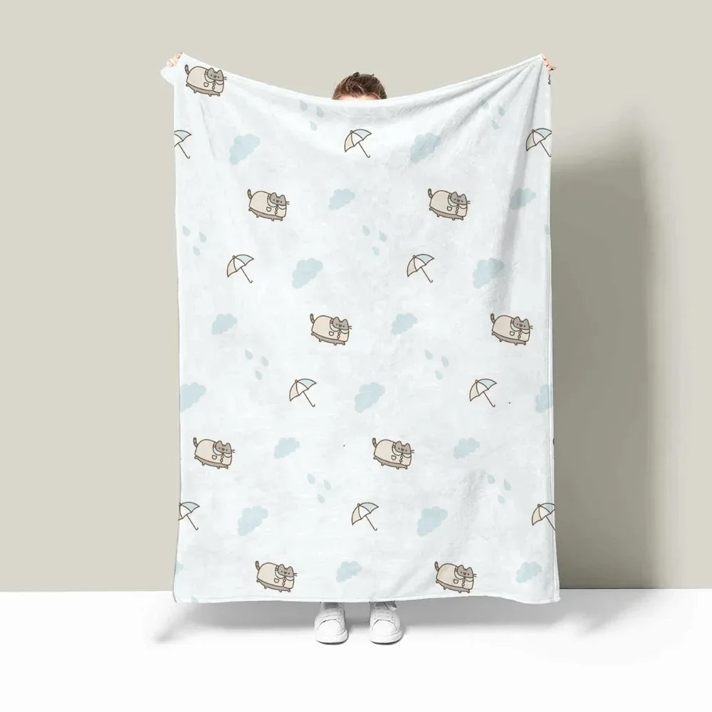 Pusheens Large Blanket King Size Throw Blanket for Sofa Luxury Bedding Hairy Blankets for Bed Fluffy Soft Blankets Characters