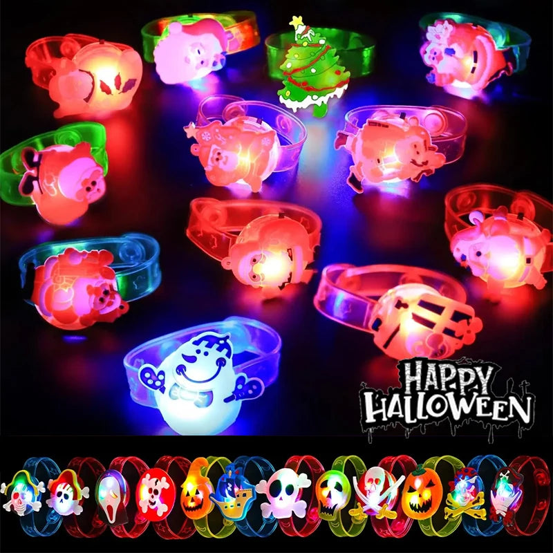 Halloween LED Party Favors Kids Flashing Bracelets Christmas Light Up Toys Treat Bag Fillers Goody Gift Fillers Non Candy