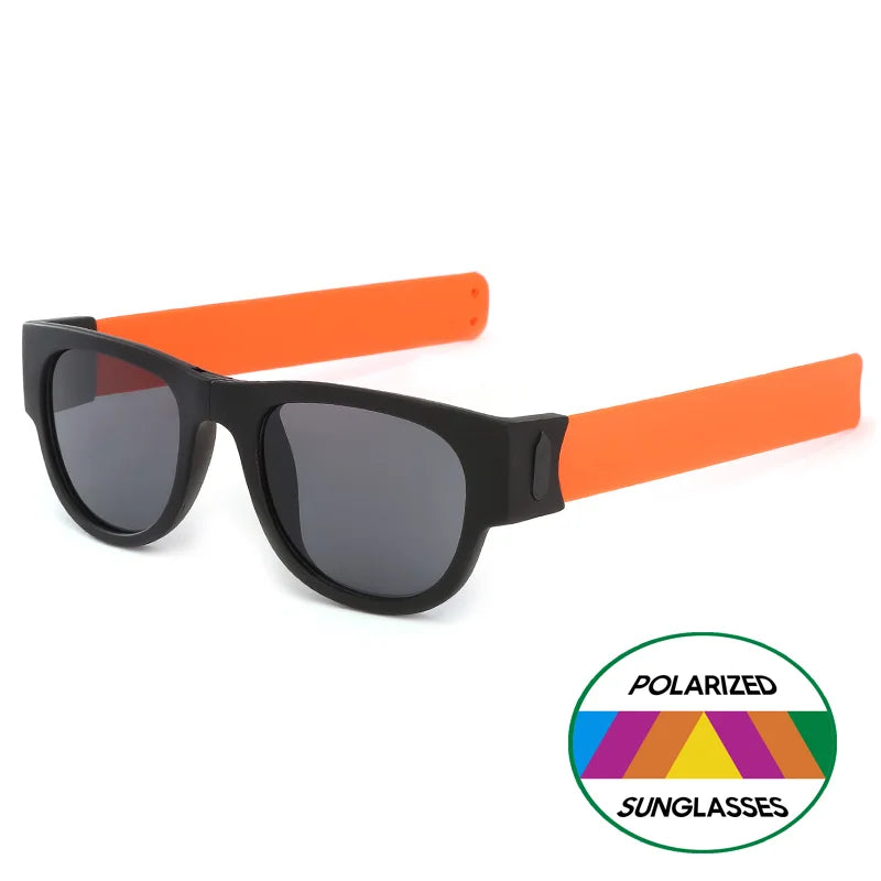 VIVIBEE Novelty Mirror Men Polarized Folding Sunglasses New Arrival Slap Sport Foldable Wristband Shades 2025 Trend Product