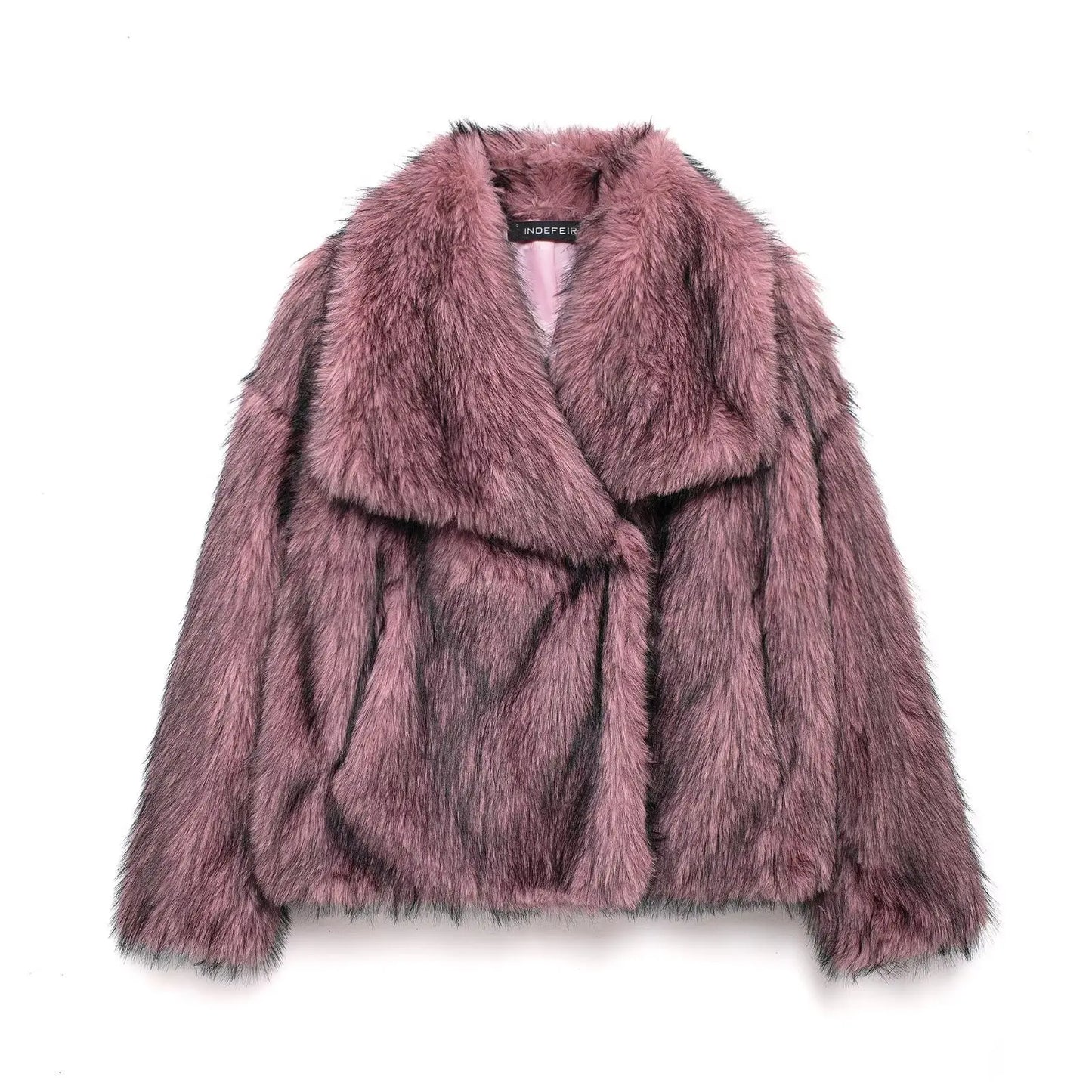 2025 Winter New Fashion Gradient Fluffy Fur Coat Women High Street Luxury Big Fur Collar Faux Fox Fur Jacket Female Overcoats
