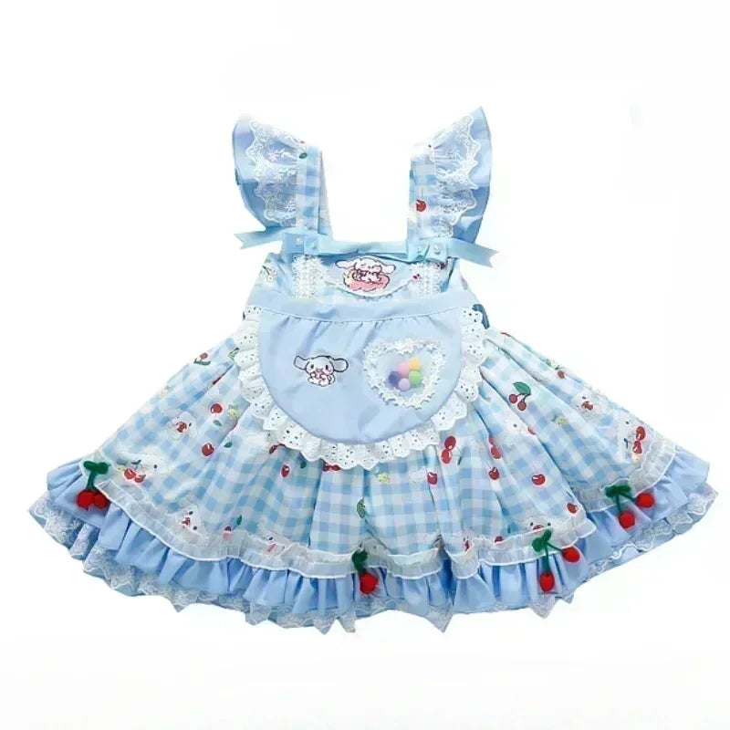 Sanrio Cinnamoroll Children's CosPlay Kuromi Dress Blue Girl Strap Skirt My Melody Dress Princess Dress Girl's Birthday Gifts