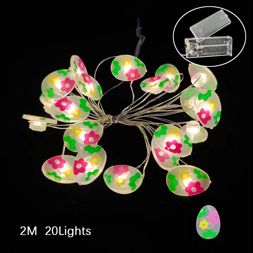 2M 20Leds Easter Fairy Light String Easter Eggs Rabbit Carrot Led Lights for Home Garland Diy Light Happy Easter Decoration 2025