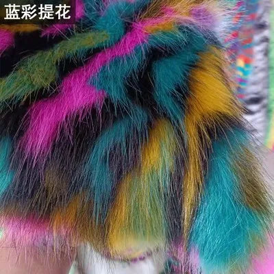 170*50cm High Grade Thicken Jacquard Fox Imitation Faux Fur Fabric,colorful Jacquard Fur Fabric for Patchwork