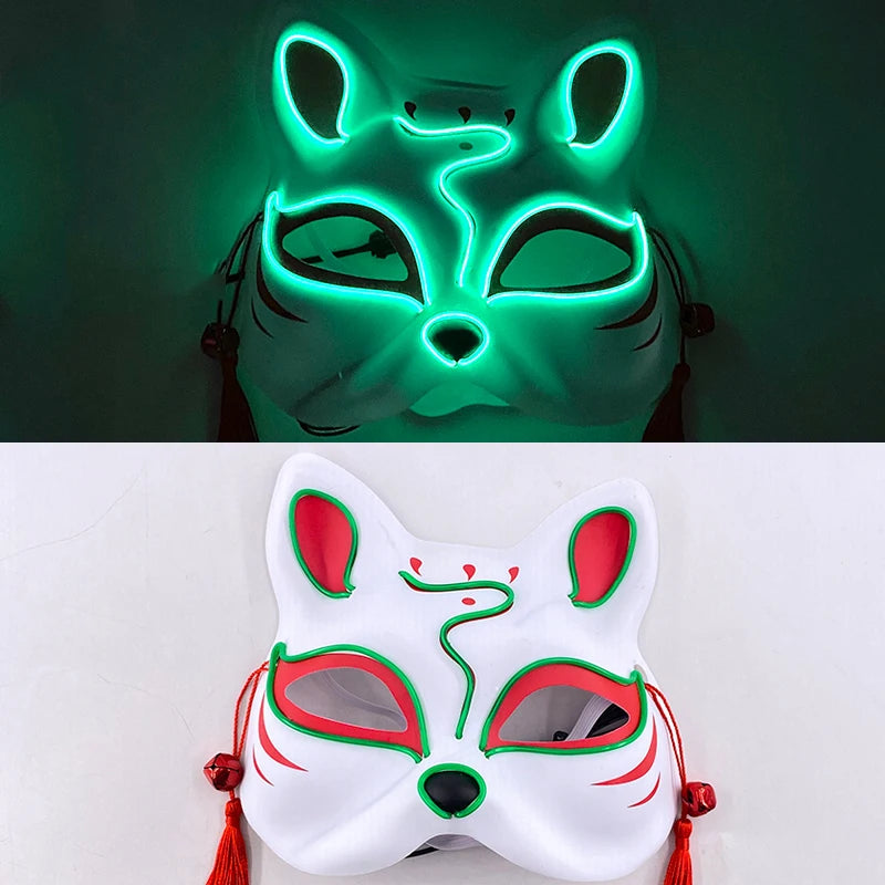 New Halloween Horror Party Mask Cosplay Movie Mask Neon LED Luminous Mask EL Cold Light Fluorescent Mask Masquerade Décor