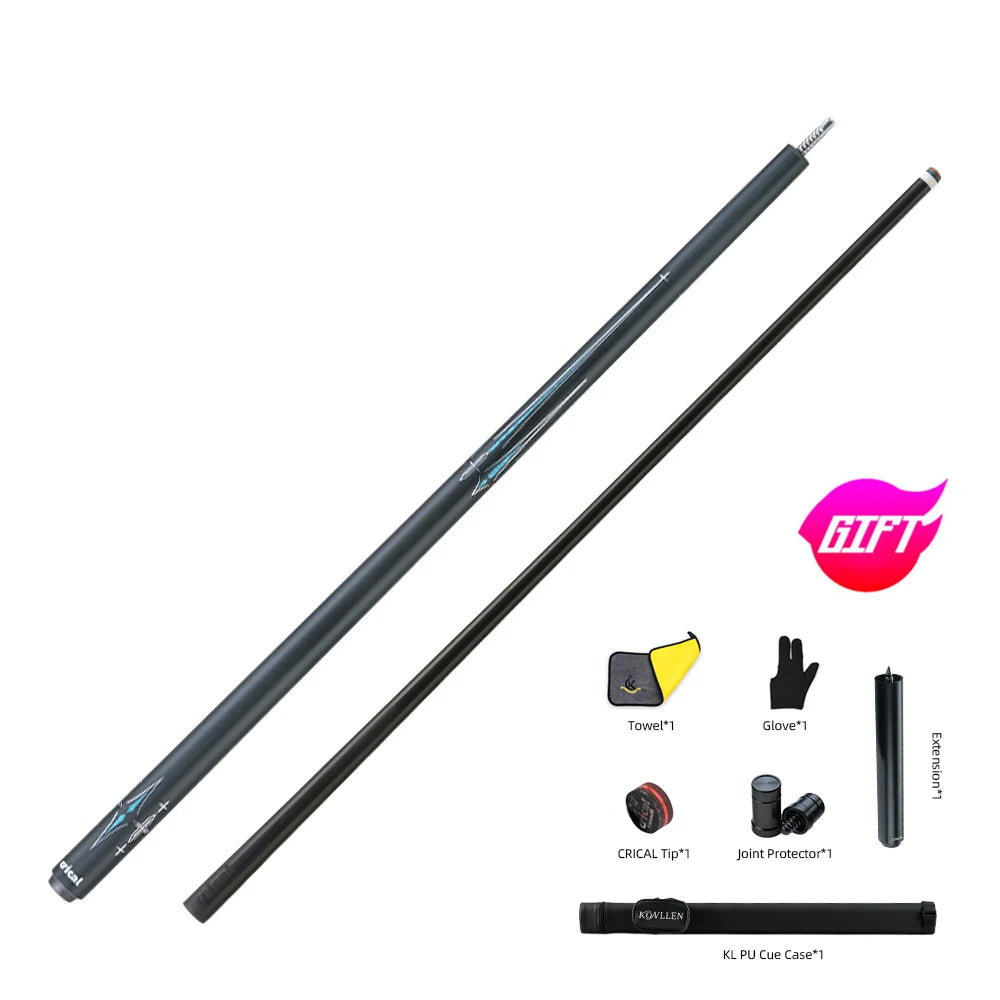 CRICAL CL-PRO Carbon Fiber Pool Cue Stick With 12.5mm Tip 3 * 8/8 Joint Pin Low Deflection for Professional 1/2 Billiard Cue