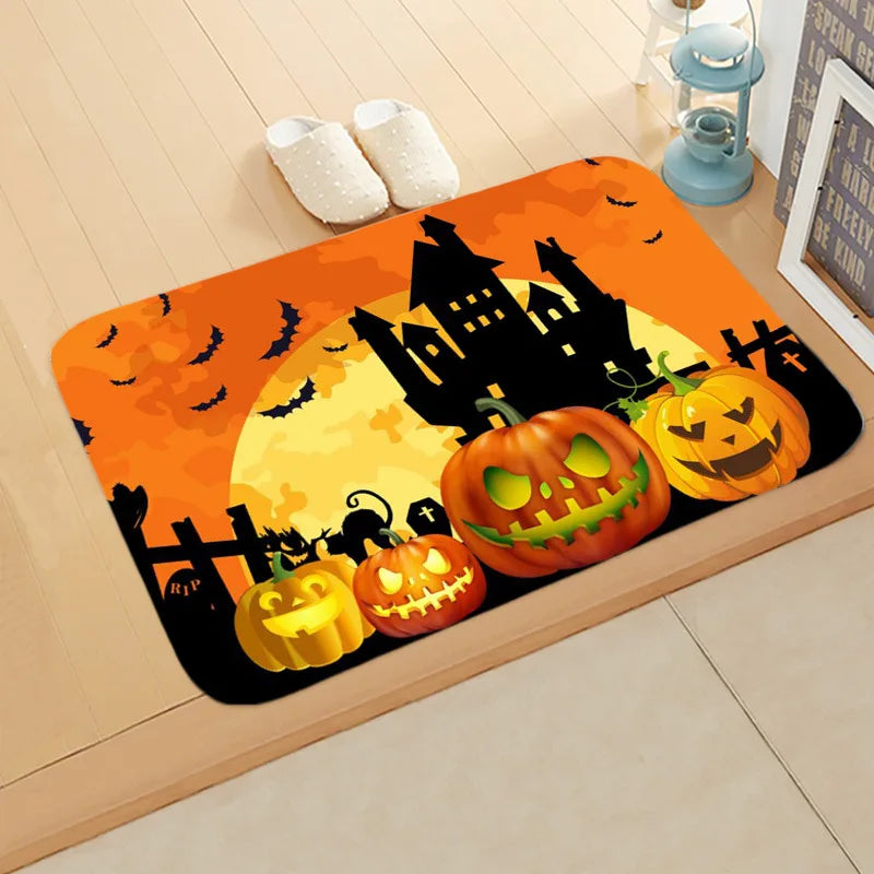 2024 Halloween Pumpkin Carpet Bedroom Bathroom Floor Mats Decorative Halloween Floor Mats Christmas Mats Christmas Decorations