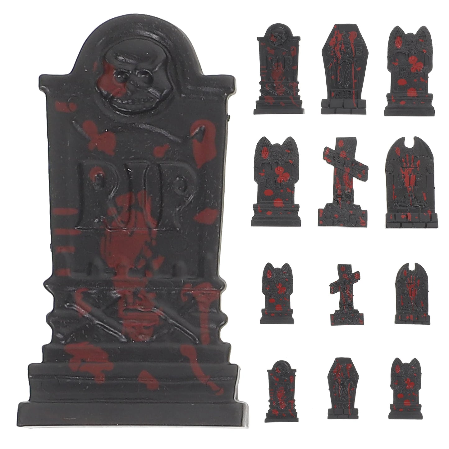 10pcs Plastic Tombstone Model Ornament Mini Tombstones Gravestone Halloween Haunted House Layout Prop Halloween Party Decoration