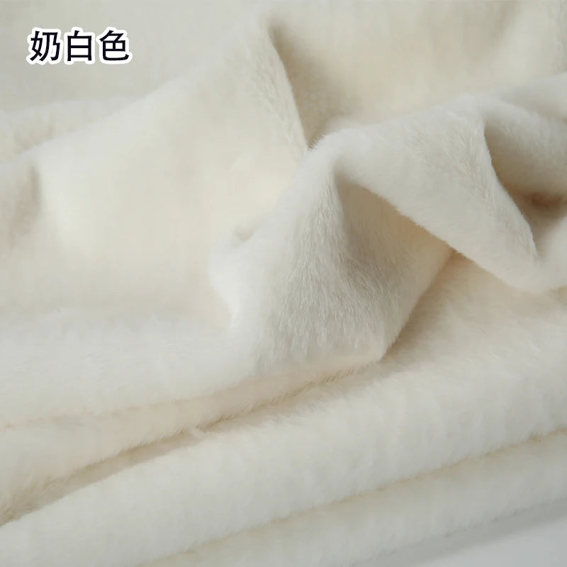 Plain Faux Fur Fabric Smooth by the Meter for Clothes Coats Dolls Sewing Thickened Imitation Rex Rabbit Plush Textile Soft Silky