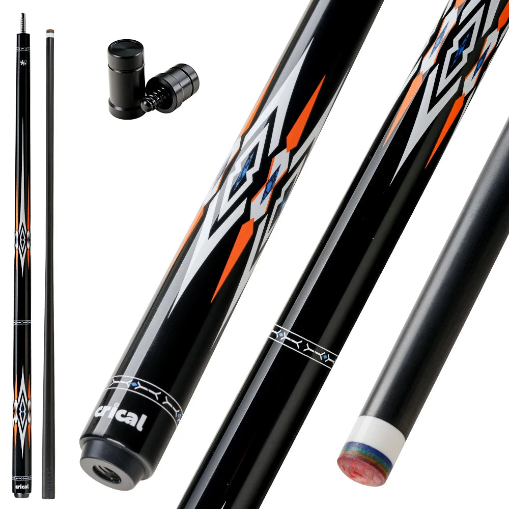 CRICAL CL-PRO Carbon Fiber Pool Cue Stick With 12.5mm Tip 3 * 8/8 Joint Pin Low Deflection for Professional 1/2 Billiard Cue