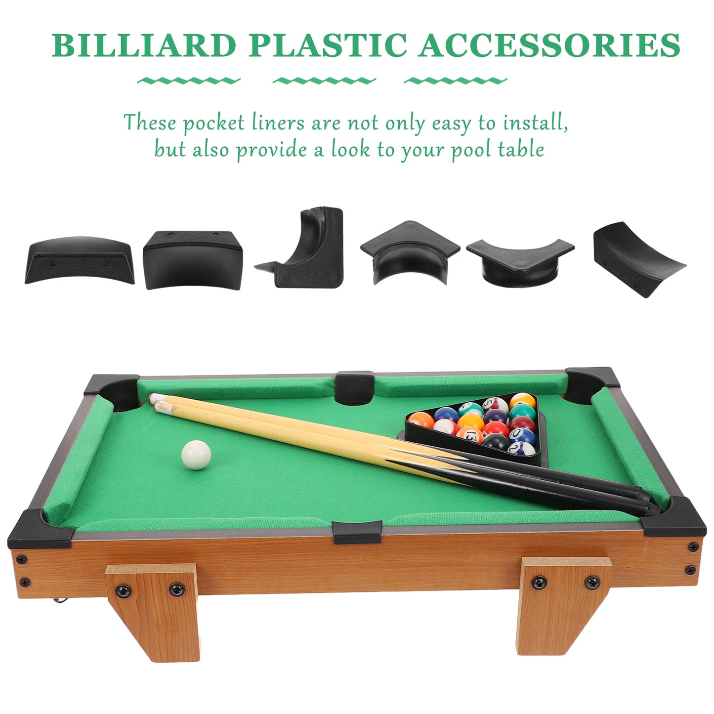 2 Sets Black Liners Plastics Billiard Table Accessories Pool Table Parts Net Corners Snooker Balls Entertainment