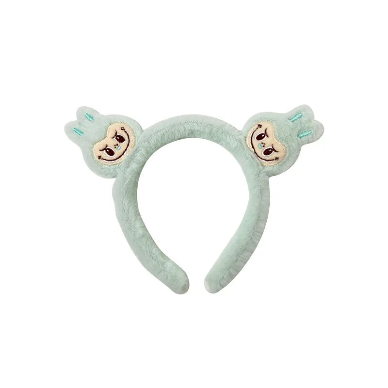 New Cartoon Labubu Plush Hairbands Cute Kawaii Bubble Rabbit Face Wash Non-Slip Hair Pressure Headband