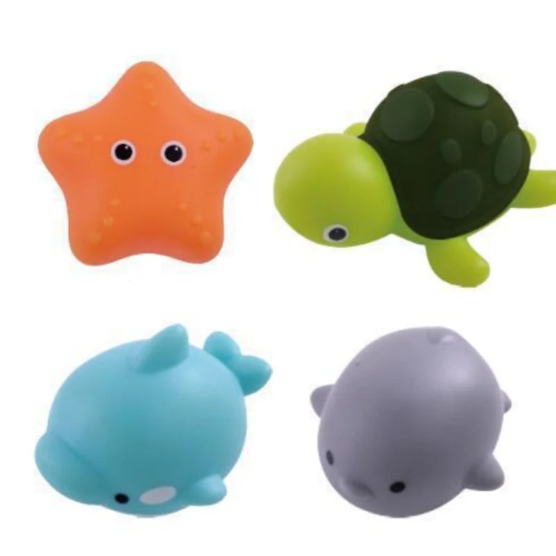Glowable Animal Washing Water Set Floating Water Light Net Fishing Fish Playing Water Toys Children's Baby Bath Toys Floating