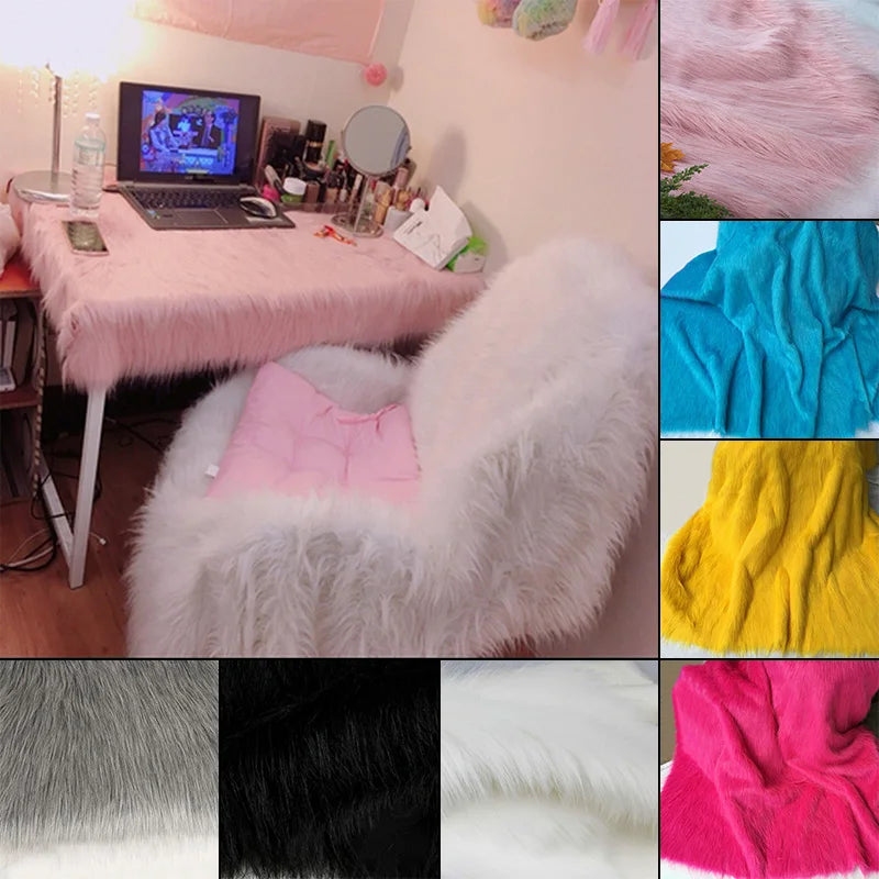1 Meter Luxury Long Haired Faux Fur Fabric Pile Plush Fluffy Fabric for Display Photography Background Props Home Decor