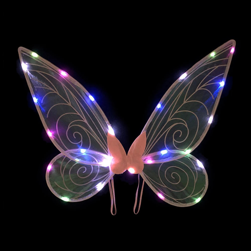 Dress Up Angel Wings LED Fairy Wings Butterfly Sequin Wings Glowing Elf Princess Costume for Kids Girls Christmas Birthday Party