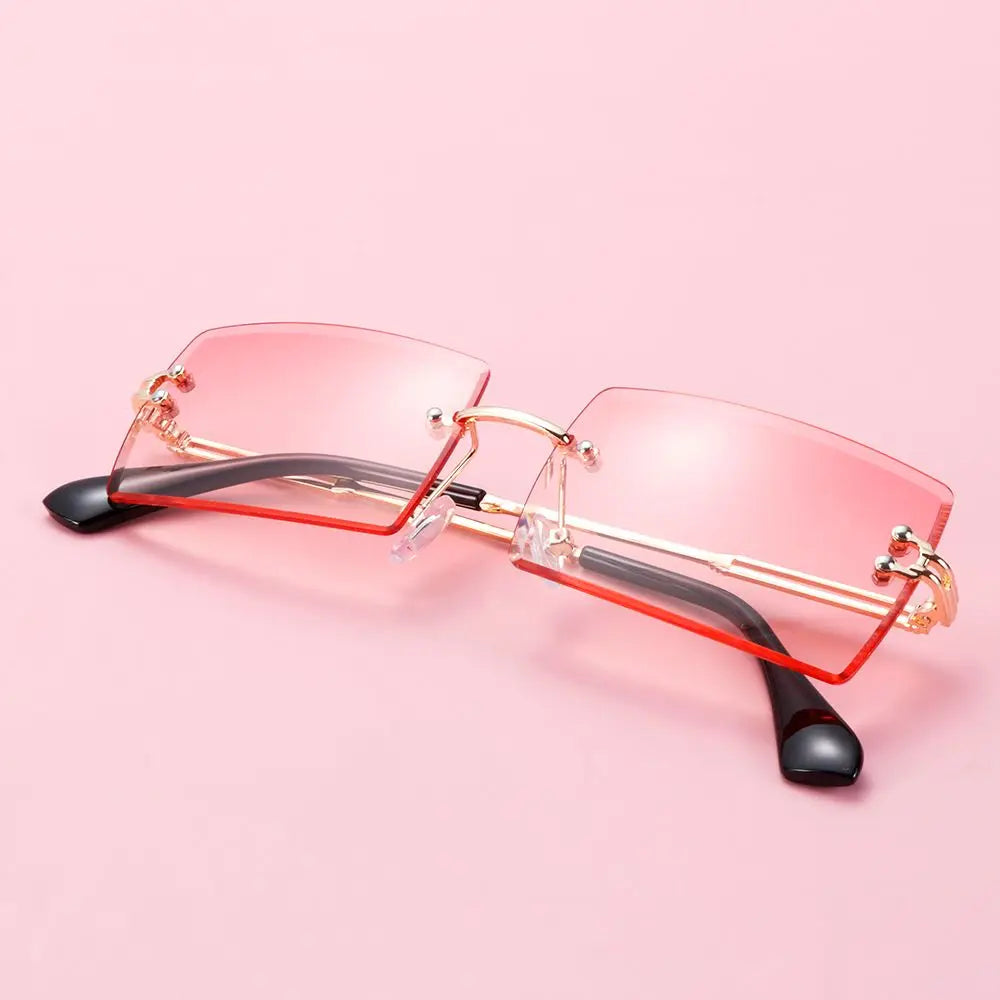 Fashion Popular Rimless Small Rectangle Sunglasses Women Men 2020 Shades Alloy Metal Glasses UV400 Eyewear