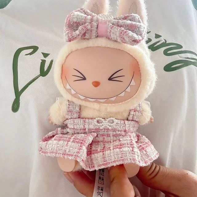 Cute Doll Clothes Outfit Accessories Classic Dress Set for 17CM Labubu V2 Mini Dolls Clothing Girl Kid Gift Labubu Ropa