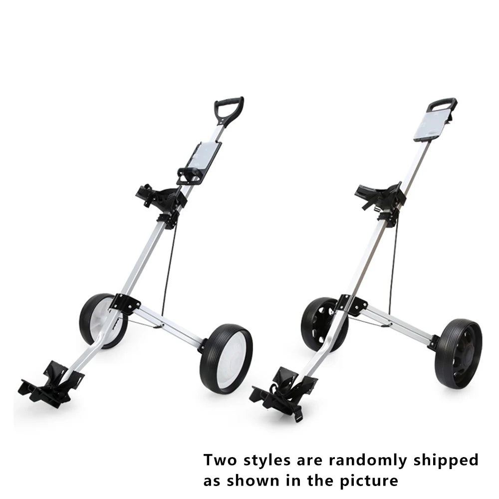 Professional Golf Bag Trolley Cart Portable 2 Wheel Foldable Aluminum Alloy Wear Resistant Golf Cart Course Use Trolley Cart