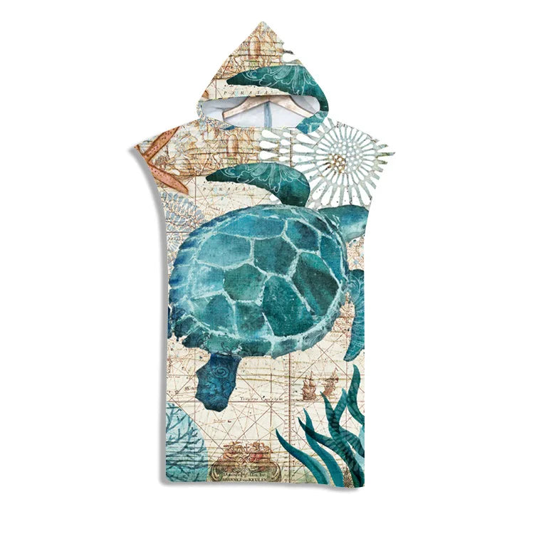 Customizable 3D Pattern Microfiber Quick Dry Summer Hooded Beach Towel Adult Kids Swim Beach Bathrobe Surf Cloak Diving Poncho