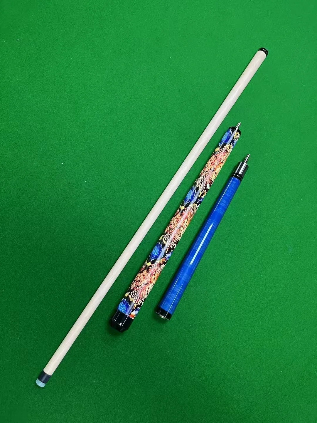13.5mm Maple Wood Blue Color 3-Piece Pounch Break Jump Pool Billiard Cue Stick for Pool Game Adult Starters Woman Man