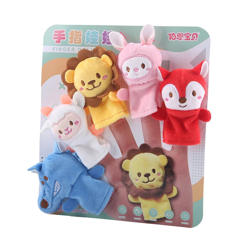 Children Animal Education Dolls Baby Finger Plush Doll Baby Hand Finger Puppets Toy Teaching Aids Boys Girls Tell Story Material