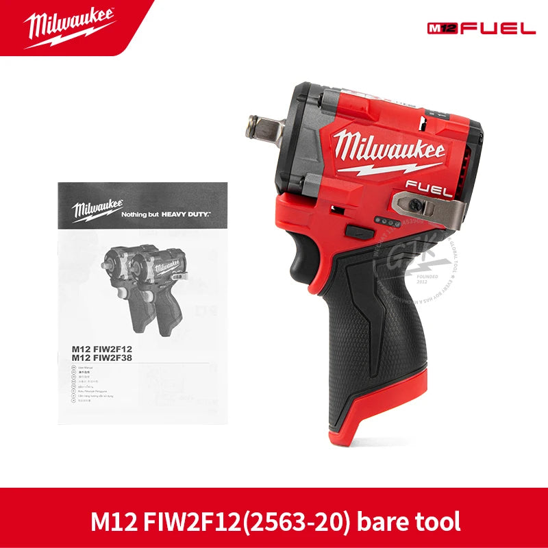 Milwaukee M12 FIW2F12 2563-20 M12 FIW2F38 2562-20 M12 FUEL 12V 1/2" 3/8" Stubby Impact Wrench - Bare Tool