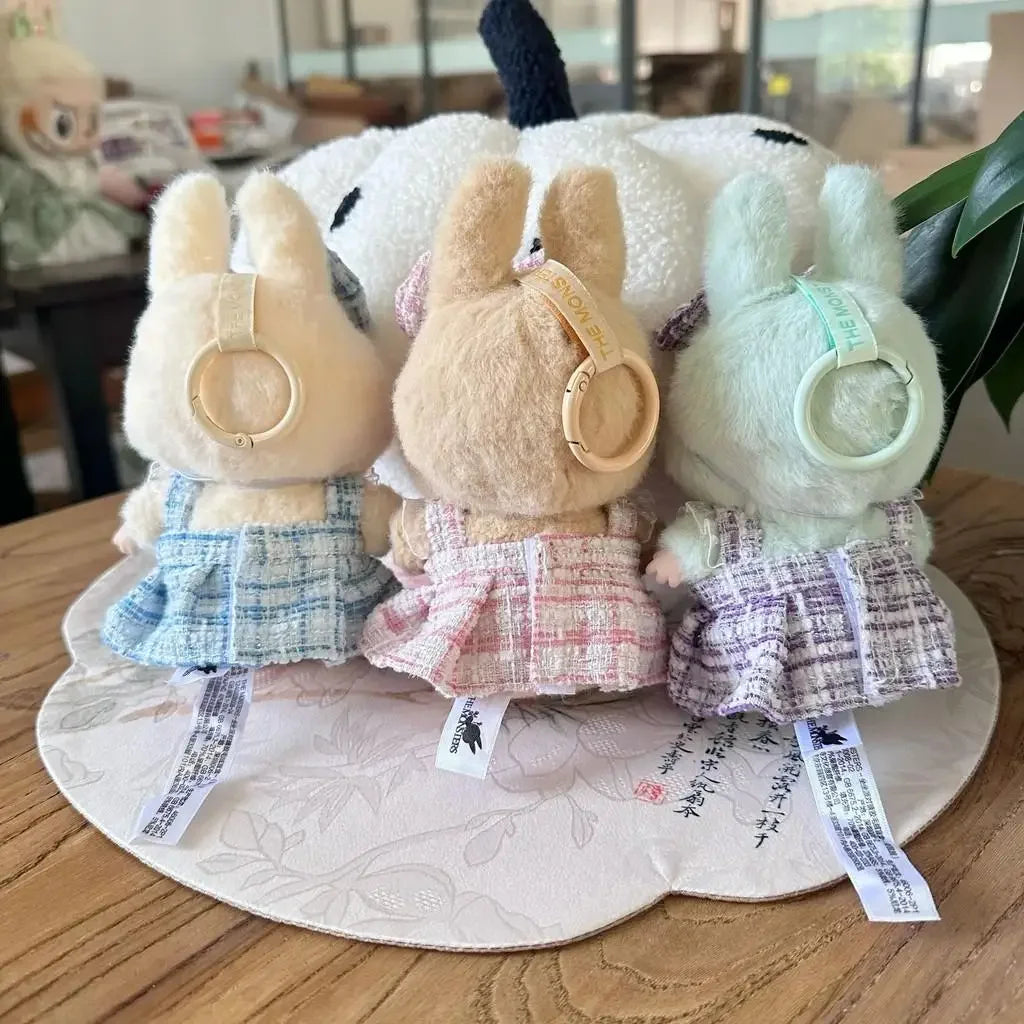 For Labubu Sitting Party Blue Pink Strap Fragrant Skirt Set Outfit Clothes sweet.for Labubu Clothes