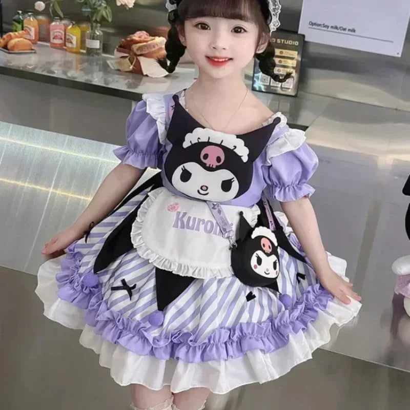 Sanrio Cinnamoroll Children's CosPlay Kuromi Dress Blue Girl Strap Skirt My Melody Dress Princess Dress Girl's Birthday Gifts