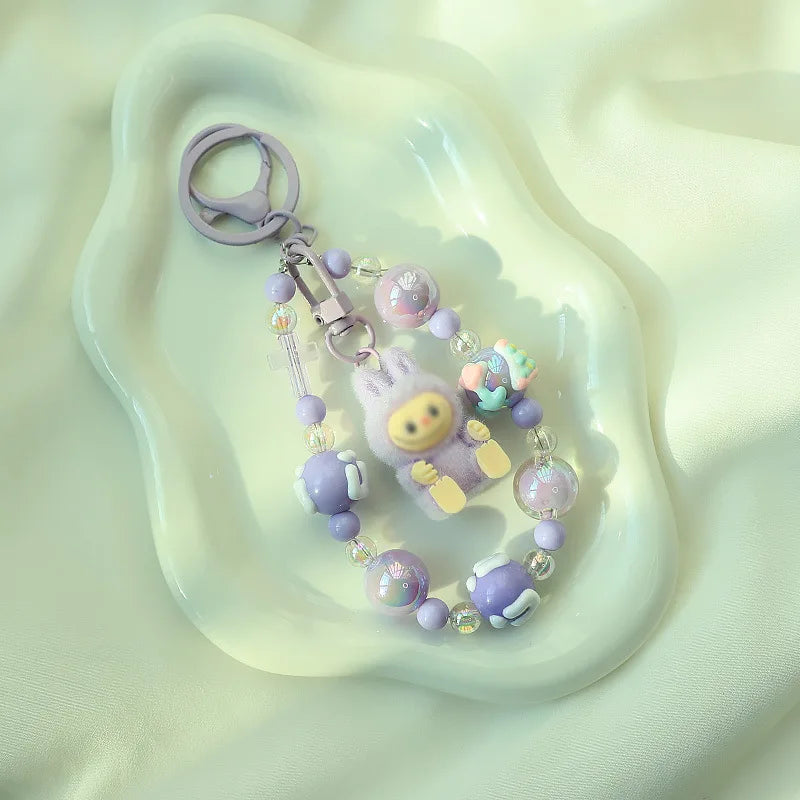 New Christmas Labubu Kawaii Particles Keychain Bag Cell Phone Charm Key Chain Christmas Gift